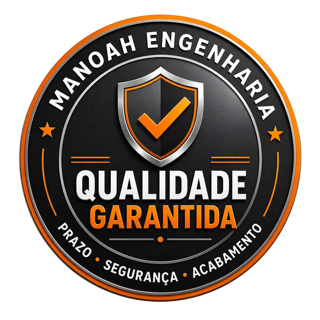 Selo Manoah Engenharia — Qualidade Garantida: prazo, segurança e acabamento